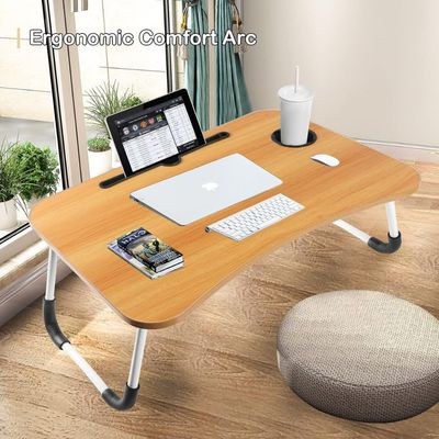 Portable Folding bed Table, Laptop Desk With ipad and Cup Holder Adjustable Lap Tray Notebook Stand,Foldable Non-slip Legs Reading Table Tray for working,studing,camping - Image 4