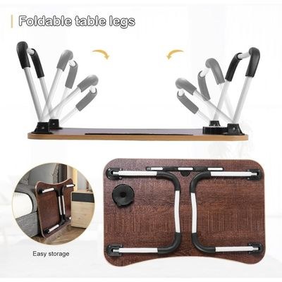 Portable Folding bed Table, Laptop Desk With ipad and Cup Holder Adjustable Lap Tray Notebook Stand,Foldable Non-slip Legs Reading Table Tray for working,studing,camping - Image 5