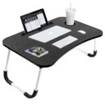 Portable Folding Laptop Desk For Bed，With Ipad And Cup Holder Adjustable Lap Tray Notebook Stand， Foldable Non-Slip Legs Reading Table Tray For Working，Studying