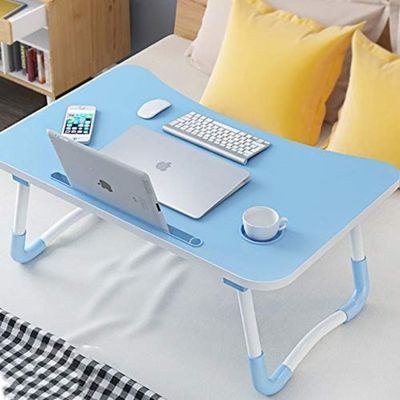 Portable Laptop Bed Desk with Cup Holder – Foldable Lap Table and Breakfast Tray for Use on Bed, Sofa, or Floor – Ideal for Studying, Working, or Watching,BLUE - Image 4