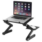 T8 Table for Laptop Stand Bed and Sofa, Desk Portable Adjustable Up/Sitting with Mouse Pad, Ergonomics Design Aluminum Suitable Reading Studying