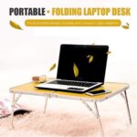 Laptop Stand Plastic Mat Adjustable Portable Laptop Table Folding Stand Computer Reading Desk Bed Tray (Black) Laptop Accessories (Color: Wood)