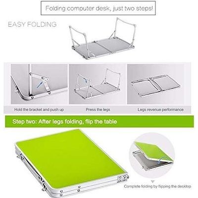 Laptop Stand Plastic Mat Adjustable Portable Laptop Table Folding Stand Computer Reading Desk Bed Tray (Black) Laptop Accessories (Color: Green) - Image 2