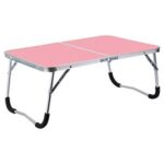 Laptop stand Rubber Mat Adjustable Portable Laptop Table Folding Stand Computer Reading Desk Bed Tray laptop accessories (Color: Pink)