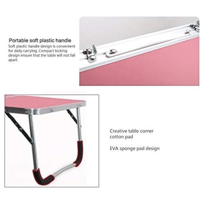 Laptop stand Rubber Mat Adjustable Portable Laptop Table Folding Stand Computer Reading Desk Bed Tray laptop accessories (Color: Pink) - Image 2