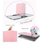 Laptop stand Rubber Mat Adjustable Portable Laptop Table Folding Stand Computer Reading Desk Bed Tray laptop accessories (Color: Pink)
