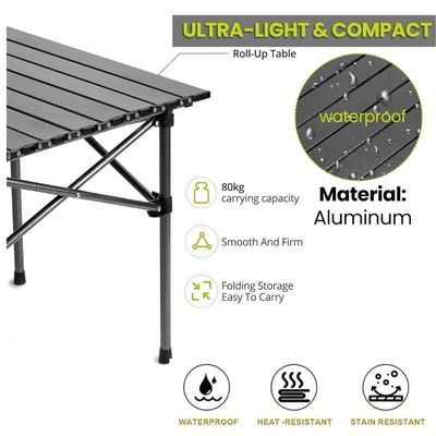 Outdoor Camping Folding Table,Lightweight Folding Table with Aluminium Table Top and Carry Bag, Easy to Carry, Perfect for Outdoor, Picnic, Cooking, Beach, Hiking, Fishing - Image 3