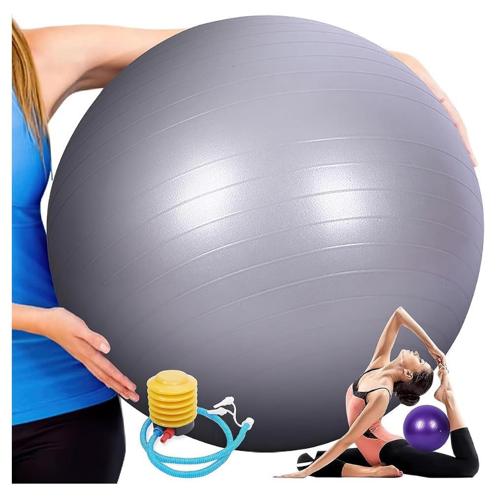 Exercise Ball with Quick Foot Pump,Anti Burst and Slip Stability Balance Yoga Ball Chair for Pilates Yoga Birthing Pregnancy Gym Workout Training and Physical Therapy