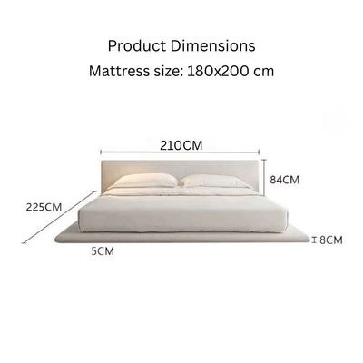 Modern Sleek Low-Profile Platform Bed with Headboard, Velvet Upholstery, Solid Wood Panel Bed Frame - White - King Size 180x200 - Image 5