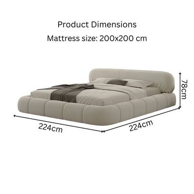 Modern Padded Upholstered Platform Bed, Low-profile with Curved Headboard - White - Super King Size 200x200 - Image 5