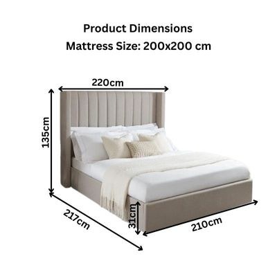 Aurelia Upholstered Platform Bed with Channelled Wingback Headboard - OffWhite - Super King Size 200x200 - Image 3