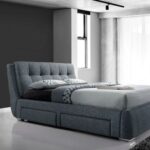 Artisan Fabric Premium Bed Frame with Drawers 140x200 Fabric Queen Bed