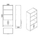 Home Canvas AeroLine Modern Book shelve file cabinet Tall-Oak