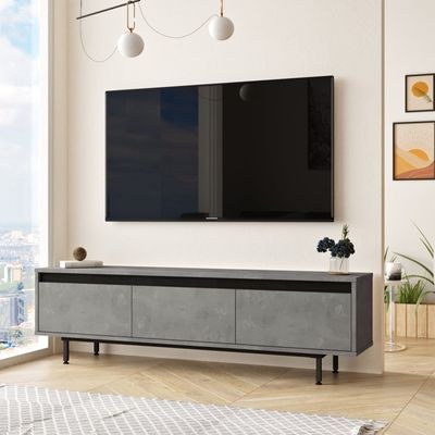 Home Canvas Concretea TV Unit – Concrete & Grey Finish | Modern TV Stand | Upto 70 inch TV - Image 2