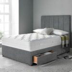 Apex Premium Divan Bed Frame with 2 Storage Drawers 140x200 Fabric Queen Bed