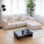 Oversized L Shape Sofa Lazy Modern Living Room Sofa Lounge - Off-White