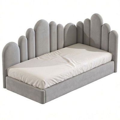 SoftPeak Upholstered Bed 90x190 Fabric Single Bed - Image 2