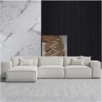 Joseph L-Shaped Corner Sofa, Luxury Velvet Upholstered Couch, Solid Wood Frame, Modern Living Room Furniture