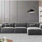Joseph L-Shaped Corner Sofa, Luxury Velvet Upholstered Couch, Solid Wood Frame, Modern Living Room Furniture