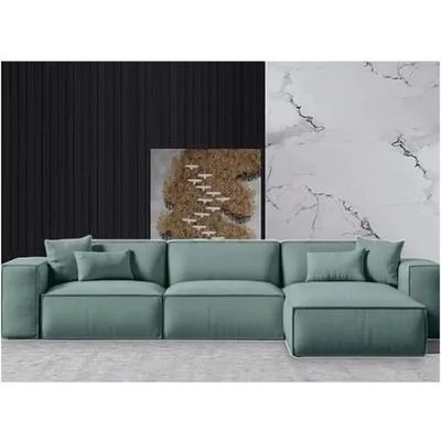 Joseph L-Shaped Corner Sofa, Luxury Velvet Upholstered Couch, Solid Wood Frame, Modern Living Room Furniture