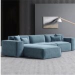 Joseph L-Shaped Corner Sofa, Luxury Velvet Upholstered Couch, Solid Wood Frame, Modern Living Room Furniture