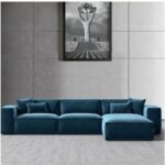 Joseph L-Shaped Corner Sofa, Luxury Velvet Upholstered Couch, Solid Wood Frame, Modern Living Room Furniture