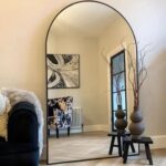Arched Full-Length Floor Mirror Large Black Frame Dressing Mirror for Bedroom & Living Room (180X60cm)