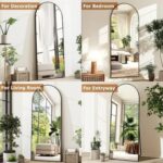 Arched Full-Length Floor Mirror Large Black Frame Dressing Mirror for Bedroom & Living Room (180X60cm)