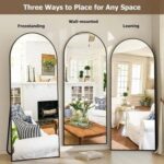 Arched Full-Length Floor Mirror Large Black Frame Dressing Mirror for Bedroom & Living Room (180X60cm)