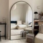 Arched Full-Length Floor Mirror Large Black Frame Dressing Mirror for Bedroom & Living Room (180X70cm)