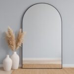 Arched Full-Length Floor Mirror Large Black Frame Dressing Mirror for Bedroom & Living Room (210X120cm)