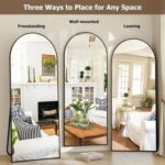 Arched Full-Length Floor Mirror Large Black Frame Dressing Mirror for Bedroom & Living Room (180X90cm)
