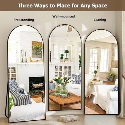 Arched Full-Length Floor Mirror Large Black Frame Dressing Mirror for Bedroom & Living Room (200X100cm) - Image 4