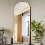 Arched Full-Length Floor Mirror Large Golden Frame Dressing Mirror for Bedroom & Living Room (180X100cm)