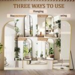 Arched Full-Length Floor Mirror Large Golden Frame Dressing Mirror for Bedroom & Living Room (180X100cm)