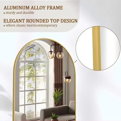 Arched Full-Length Floor Mirror Large Golden Frame Dressing Mirror for Bedroom & Living Room (180X100cm) - Image 5