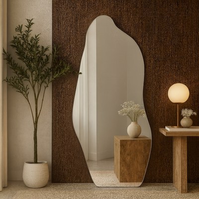 Irregular LED Backlit Full-Length Mirror Modern Organic Shape Floor Mirror for Bedroom & Living Room (170X60cm) - Image 3