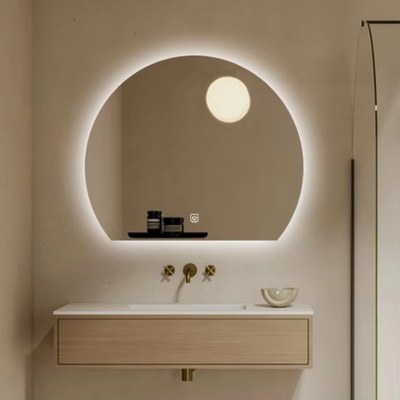 Half Moon LED Backlit Wall Mirror Modern Ambient Light Decorative Mirror for Living Room, Bedroom & Entryway - Image 2