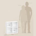 VASAGLE 4 Compartment Bookcase Open Shelf with 4 Storage Cubes, Wooden Display Storage Rack for Living Room, Home Office, Study and Bedroom, Modern Space Saving Book Storage Unit - White