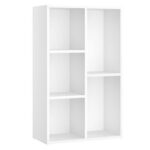 VASAGLE 5 Compartment Bookcase Open Shelf with 5 Storage Cubes, Wooden Display Storage Rack for Living Room, Home Office, Study and Bedroom, Modern Space Saving Book Storage Unit - White
