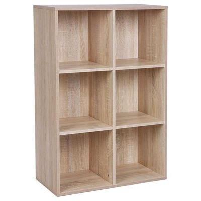 VASAGLE 6 Compartment Bookcase Open Shelf with 6 Storage Cubes, Wooden Display Storage Rack for Living Room, Home Office, Study and Bedroom, Modern Space Saving Book Storage Unit - Natural Davos Oak