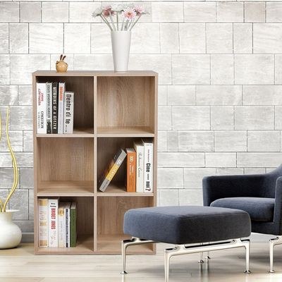 VASAGLE 6 Compartment Bookcase Open Shelf with 6 Storage Cubes, Wooden Display Storage Rack for Living Room, Home Office, Study and Bedroom, Modern Space Saving Book Storage Unit - Natural Davos Oak - Image 2