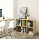 VASAGLE 6 Compartment Bookcase Open Shelf with 6 Storage Cubes, Wooden Display Storage Rack for Living Room, Home Office, Study and Bedroom, Modern Space Saving Book Storage Unit - Natural Davos Oak