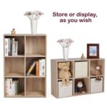 VASAGLE 6 Compartment Bookcase Open Shelf with 6 Storage Cubes, Wooden Display Storage Rack for Living Room, Home Office, Study and Bedroom, Modern Space Saving Book Storage Unit - Natural Davos Oak