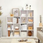 VASAGLE 6 Compartment Bookcase Open Shelf with 6 Storage Cubes, Wooden Display Storage Rack for Living Room, Home Office, Study and Bedroom, Modern Space Saving Book Storage Unit - White