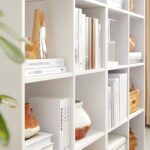 VASAGLE 6 Compartment Bookcase Open Shelf with 6 Storage Cubes, Wooden Display Storage Rack for Living Room, Home Office, Study and Bedroom, Modern Space Saving Book Storage Unit - White