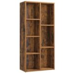 VASAGLE 7 Compartment Bookcase Open Shelf with 7 Storage Cubes, Wooden Display Storage Rack for Living Room, Home Office, Study and Bedroom, Modern Space Saving Book Storage Unit - Dark Hunton Oak
