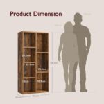 VASAGLE 7 Compartment Bookcase Open Shelf with 7 Storage Cubes, Wooden Display Storage Rack for Living Room, Home Office, Study and Bedroom, Modern Space Saving Book Storage Unit - Dark Hunton Oak