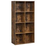 VASAGLE 8 Compartment Bookcase Open Shelf with 8 Storage Cubes, Wooden Display Storage Rack for Living Room, Home Office, Study and Bedroom, Modern Space Saving Book Storage Unit - Dark Hunton Oak