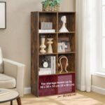 VASAGLE 8 Compartment Bookcase Open Shelf with 8 Storage Cubes, Wooden Display Storage Rack for Living Room, Home Office, Study and Bedroom, Modern Space Saving Book Storage Unit - Dark Hunton Oak
